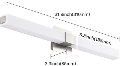 32in Bathroom Light Fixtures Over Mirror, Brushed Nickel Modern LED Vanity Lighting, Dimmable Bath Wall Lights Bright White Light