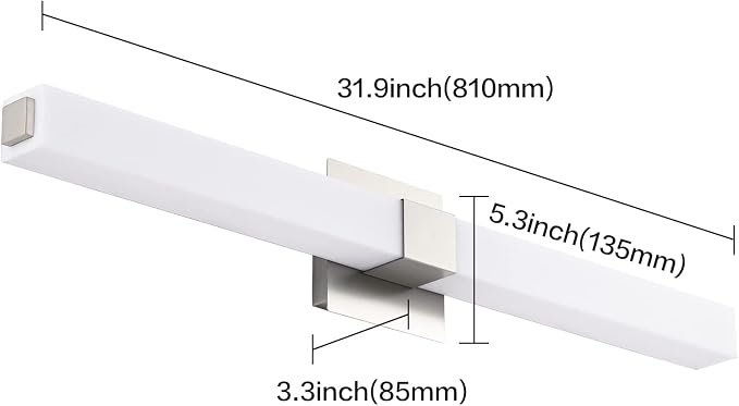 Bathroom Vanity Light Brushed Nickel - Modern LED Vanity Lighting Fixtures - 32 Inch Bathroom Lights Over Mirror 6000K Bright White Light