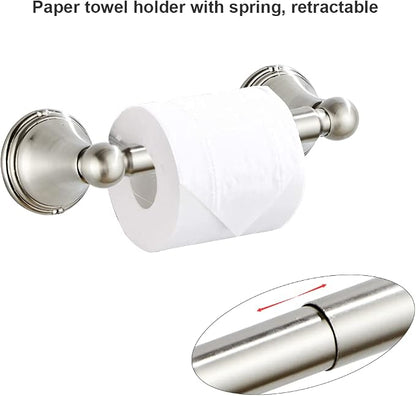 8Pcs Brushed Nickel Bathroom Accessories Set Towel Racks for Bathroom | Bathroom Hardware Set,2 * 24 Inch Towel Bar for Bathroom 2*Toilet Paper Holder 2* Towel Ring Towel Holders 2* Hook