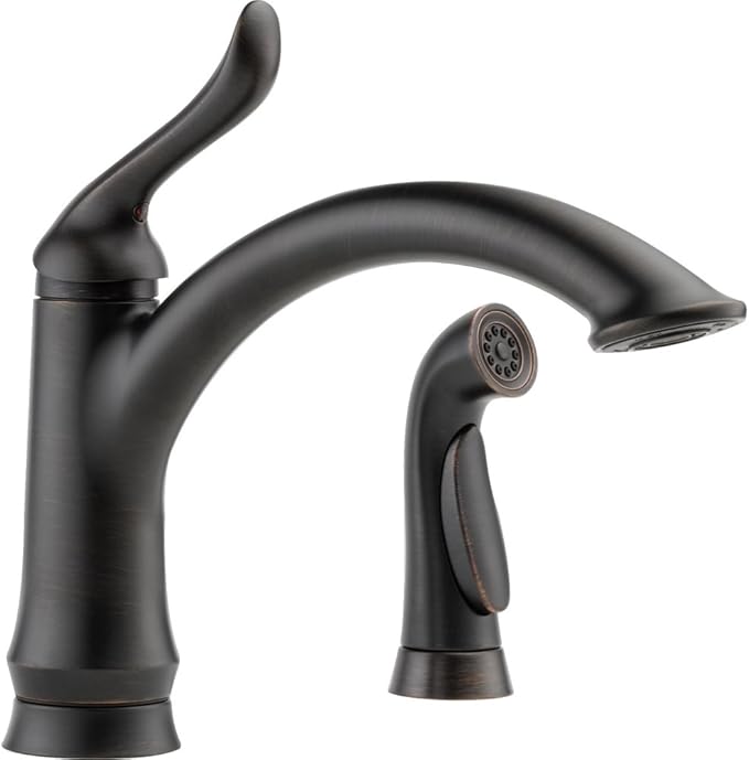 Delta Faucet Linden Single-Handle Kitchen Faucet with Side Sprayer, Oil Rubbed Bronze Kitchen Sink Faucet, Kitchen Faucet with Sprayer, Venetian Bronze 4453-RB-DST