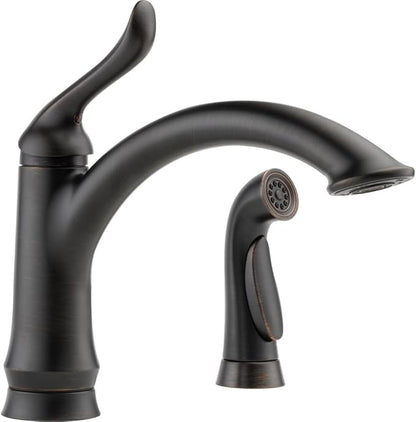 Delta Faucet Linden Single-Handle Kitchen Faucet with Side Sprayer, Oil Rubbed Bronze Kitchen Sink Faucet, Kitchen Faucet with Sprayer, Venetian Bronze 4453-RB-DST