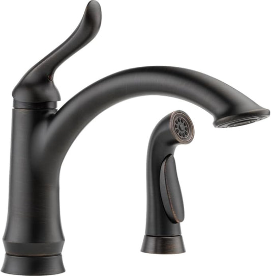 Delta Faucet Linden Single-Handle Kitchen Faucet with Side Sprayer, Oil Rubbed Bronze Kitchen Sink Faucet, Kitchen Faucet with Sprayer, Venetian Bronze 4453-RB-DST