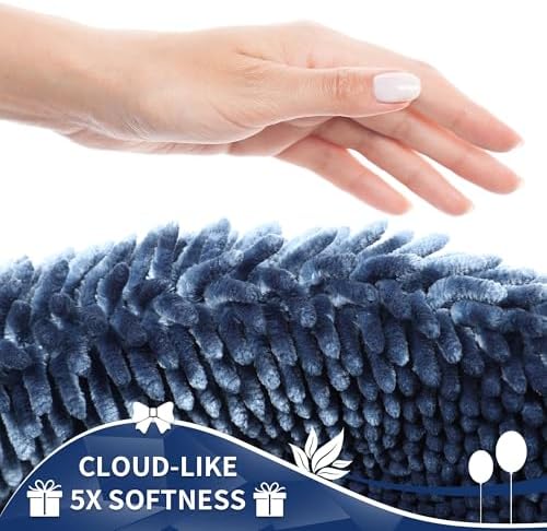 Yimobra Chenille Bathroom Rugs Non Slip, Extra Thick Soft Absorbent Bath Rug, Machine Washable Quick Dry Bath Mat for Bathroom Floor, Tub and Shower, Home Decor Accessories, 24x17, Light Blue
