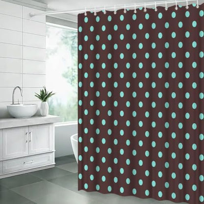 Polka Dot Shower Curtain Dark Brown Teal Dots Vintage Retro Fabric Decorative Bathroom Curtains with Hooks,70" Wx84 H