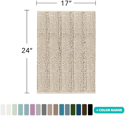 Turquoize Small Bathroom Rug 17x24, Soft Absorbent Chenille Bath Rug, Fog
