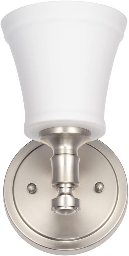 Wall Sconces, Traditional Brushed Nickel 1 Light Sconce, Wall Light with Opal Glass Shade for Bedroom Bathroom Living Room & Hallway Vanity Lighting Fixture