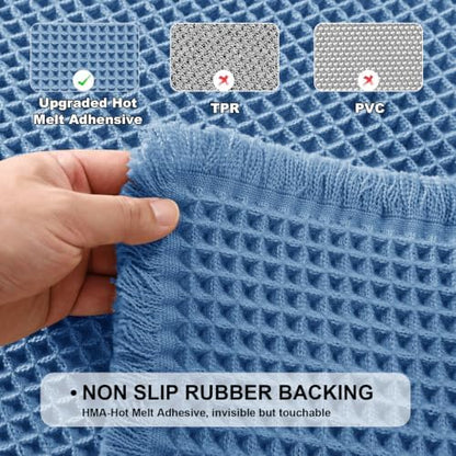 JIUZHEN Set of 2 Waffle Bath Mats Boho Bathroom Runner Rug 20"x32"+24"x48"