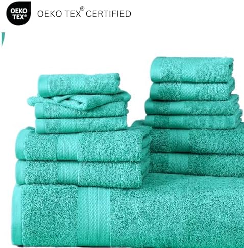 LANE LINEN Towel Set 18 Piece Soft Absorbent Quick Dry 100% Cotton - Teal