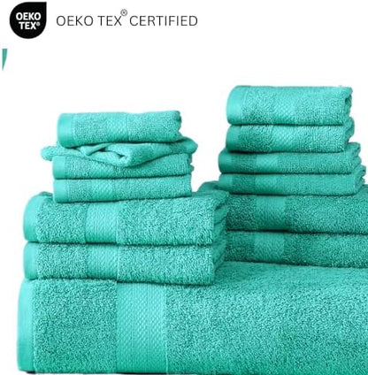 LANE LINEN Towel Set 18 Piece Soft Absorbent Quick Dry 100% Cotton - Teal