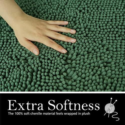 Bathroom Rugs Chenille Bath mat 2 Piece Set, Super Absorbent, Strong PVC Non Slip Backing, Bath mats for Bathroom, Plush Shaggy, Thick, Machine Washable, Bathtub, Toilet.(Bronze Green)