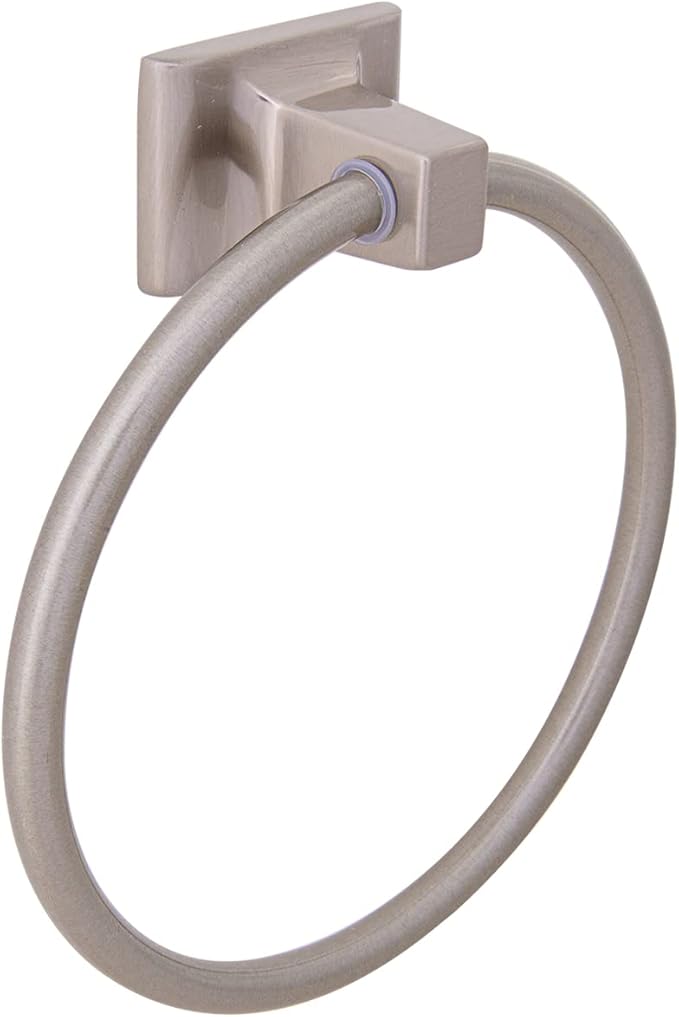 Design House 539163 Millbridge Wall-Mounted Towel Ring for Bathroom, Satin Nickel, Easy Installation with Standard Mount & Concealed Screws
