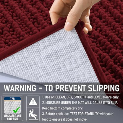 OLANLY Bathroom Runner Rugs 47x24, Thick Soft Absorbent Chenille Bath Rugs