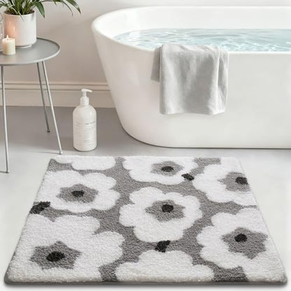 LUMI Square Bathroom Rug 32x32, Soft Absorbent Bath Mat, Non Slip