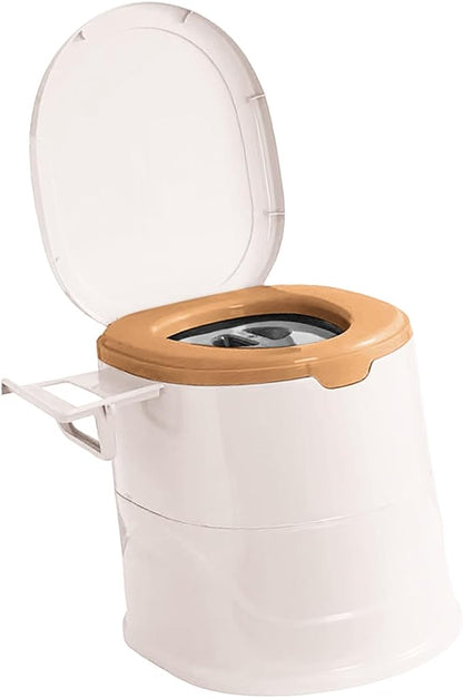 Portable Toilet for Camping, Indoor Outdoor Commode with 2 Detachable Inner Bucket, Removable Paper Holder, Toilet Brush, Travel Toilets for Camping, Hiking, Boat, Van, Emergency Use (Beige2)