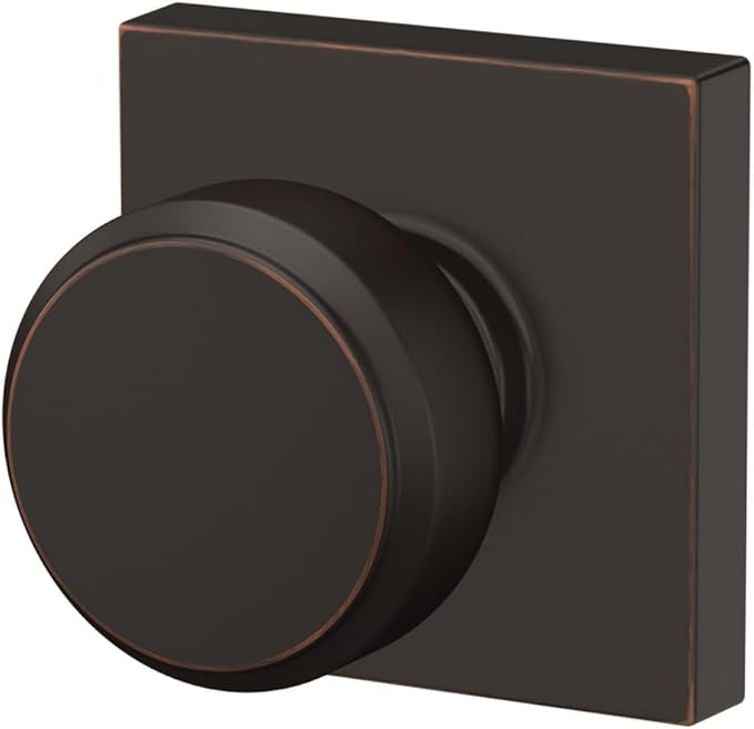 Schlage F10 BWE 716 COL Bowery Knob with Collins Trim Hall & Closet Passage Door Lock, Aged Bronze