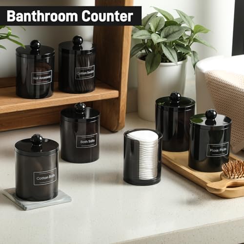 4 Pcs Acrylic Qtip Holder Dispenser for Cotton Swabs, Balls, Floss Picks
