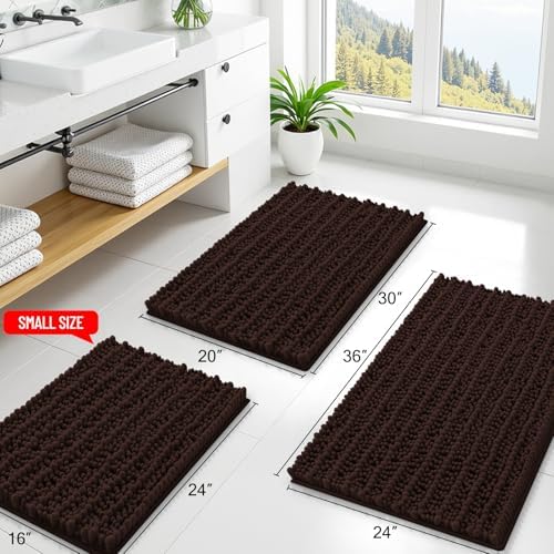 Smiry Bathroom Rugs 30X20, Extra Soft Rubber Backing Chenille Bath Mats