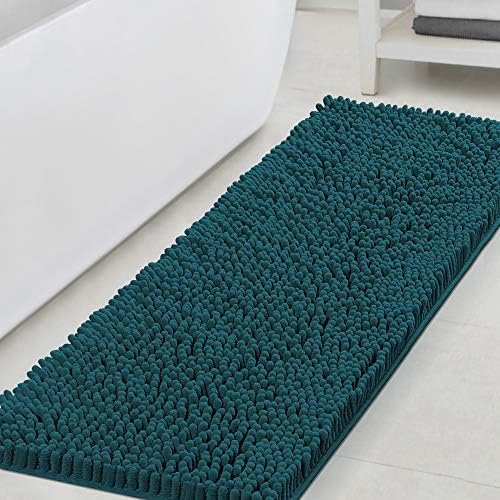 H.VERSAILTEX Bathroom Rugs Bath Mats Non Slip Luxury Chenille Bathroom Runner Rug 47x17 Extra Soft and Absorbent Shaggy Rugs Washable Dry Fast Area Carpet Mats, Tub - Dark Teal