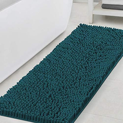 H.VERSAILTEX Bathroom Rugs Bath Mats Non Slip Luxury Chenille Bathroom Runner Rug 47x17 Extra Soft and Absorbent Shaggy Rugs Washable Dry Fast Area Carpet Mats, Tub - Dark Teal
