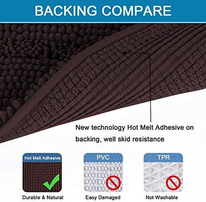 H.VERSAILTEX Bathroom Rugs Bath Rug Set 2 Piece Bathroom Contour Rug Toilet Mat Sets Non Slip Contour Bath Rug Ultra Thick Water Absorbent Striped Bath Mats(36" x 24" Plus 20" x 24" U, Chocolate)