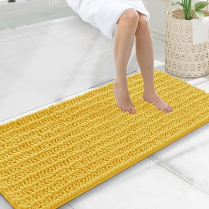 Smiry Bathroom Rugs 47X20, Extra Soft Rubber Backing Chenille Bath Mats