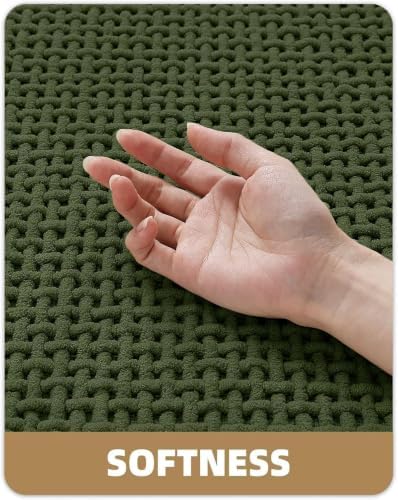 Color&Geometry 24"x36" Chenille Pile Bathroom Rugs Upgraded Denser,Green
