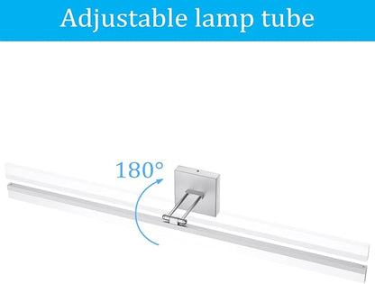 Ralbay 40" Silver Bathroom Vanity Light 24W Adjustable Silver Vanity Lighting Modern LED Bathroom Vanity Light Fixtures Over Mirror (6000K Cool White Light)