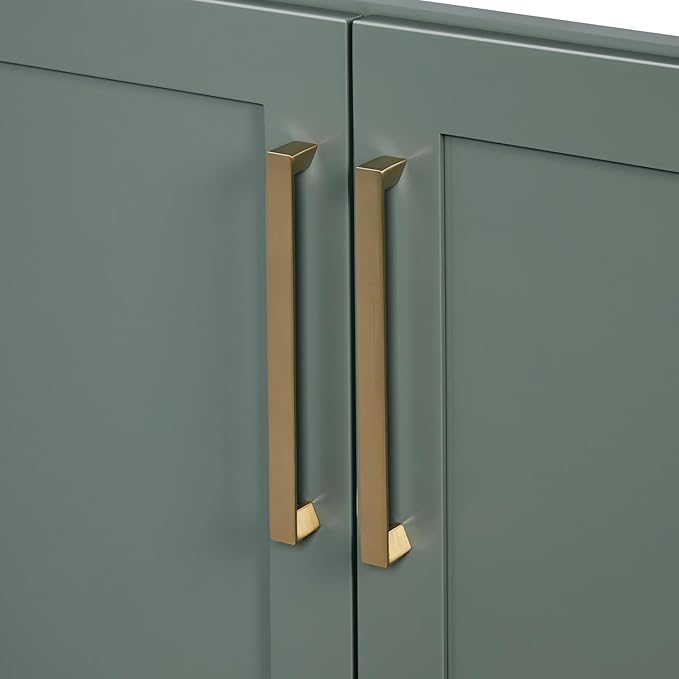 ARIEL Loren 60-inch Bathroom Vanity Base Cabinet,Solid Wood, 4 Soft Closing Doors, 3 Dovetail Drawers, Vintage Green