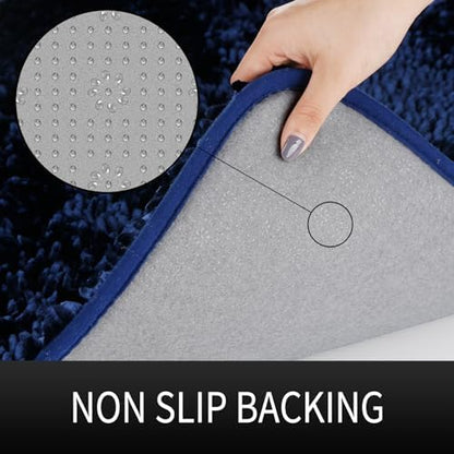 Yimobra Large Bathroom Rug Non Slip 36x24 Inch, Extra Thick Soft Absorbent Chenille Bath Mat, Machine Washable Quick Dry Bath Rugs for Bathroom Floor, Tub and Shower, Home Decor Accessories, Navy Blue