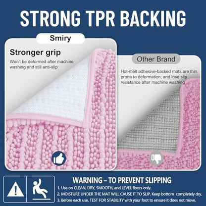 Smiry Bathroom Rugs 30X20, Extra Soft Rubber Backing Chenille Bath Mats