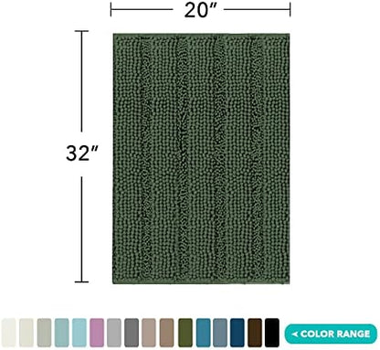 Turquoize Bathroom Rug 20"x32", Absorbent Chenille Bath Rug, Bronze Green