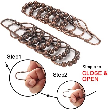 Shower Curtain Hooks Rings, Rustproof Metal Shower Curtain Rings for Bathroom Shower Rods Curtains - Set of 12, Bronze