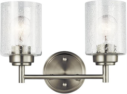 KICHLER 45885BK Winslow Vanity, 2-Light 150 Total Watts, Black, 12.75"