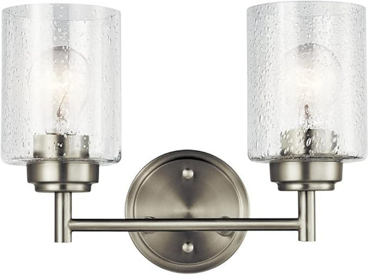 KICHLER 45885BK Winslow Vanity, 2-Light 150 Total Watts, Black, 12.75"