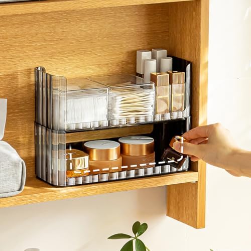 2-Tier Stackable Medicine Cabinet Organizer Shelves, Clear