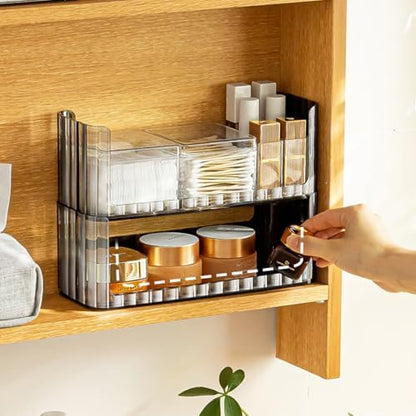 2-Tier Stackable Medicine Cabinet Organizer Shelves, Clear
