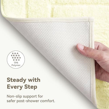 GRANNY SAYS Ivory Bathroom Rug 16" x 24", Non-Slip Microfiber Bath Mat