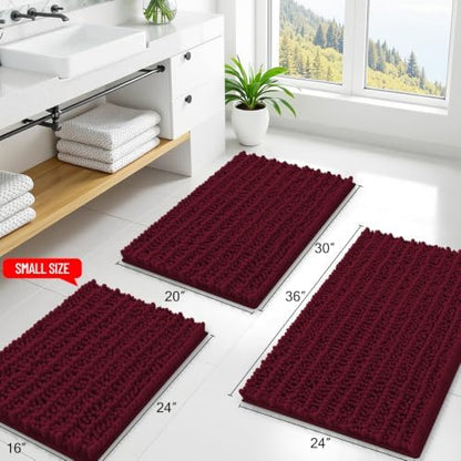 Smiry Bathroom Rugs 47X24, Extra Soft Rubber Backing Chenille Bath Mats