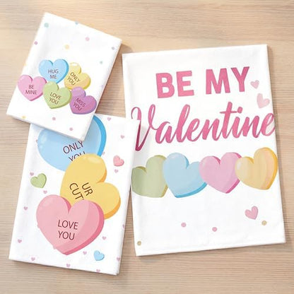 Peryiter 3 Pack Valentine Heart Decorative Bath Towel Set