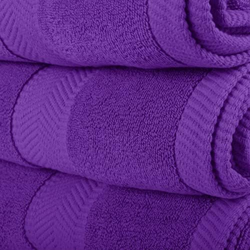 BY LORA 8-Pc Cotton Towel Set, Quick Dry Hotel Bath Hand Washcloths, Purple