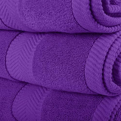 BY LORA 8-Pc Cotton Towel Set, Quick Dry Hotel Bath Hand Washcloths, Purple