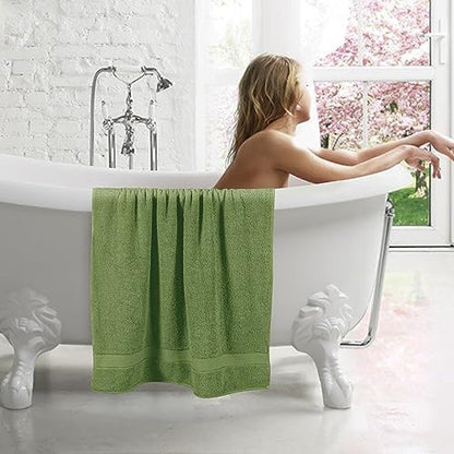 GLAMBURG 700 GSM Premium Cotton 2-Pack Oversized Extra Large Bath Sheet Set - 100% Combed Cotton - 2 Bath Sheets 35x70 - Luxury Hotel & Spa Quality - Durable Ultra Soft Highly Absorbent - Kiwi Green