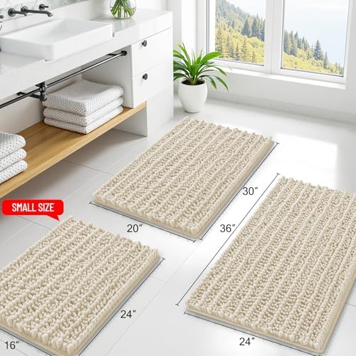 Smiry Bathroom Rugs 34X21, Extra Soft Rubber Backing Chenille Bath Mats