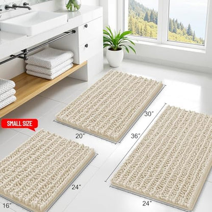 Smiry Bathroom Rugs 34X21, Extra Soft Rubber Backing Chenille Bath Mats