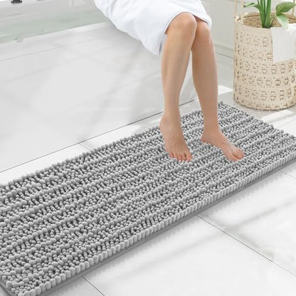 Smiry Bathroom Rugs 47X17, Extra Soft Rubber Backing Chenille Bath Mats