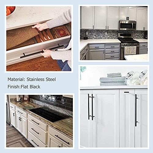 homdiy Black Drawer Pulls Cabinet Handles 10Pack - HD201BK Cabinet Door Handles 4-1/2 in Hole Centers Cabinet Hardware Modern Cabinet Pulls for Kitchen Cabintes