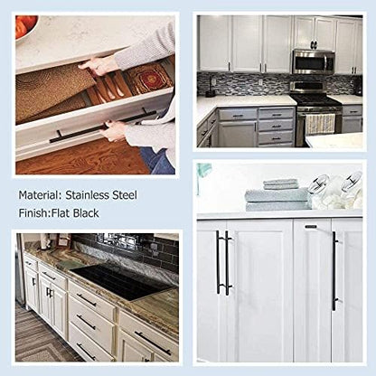 homdiy Black Drawer Pulls Cabinet Handles 10Pack - HD201BK Cabinet Door Handles 4-1/2 in Hole Centers Cabinet Hardware Modern Cabinet Pulls for Kitchen Cabintes