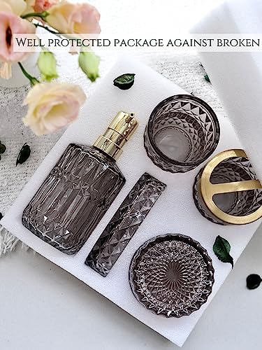 LaMarriti Gray Bathroom Accessories Set, 5Pcs Glass Bathroom Set