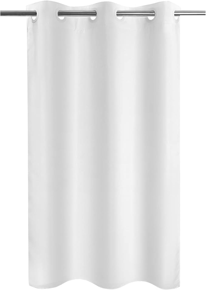 River Dream No Hook Stall Fabric Shower Curtain 48" Wide - Soft Microfiber Shower Stall Curtain Hotel Grade, Waterproof & Machine Washable, White, 48x74 | Waterproof Fabric Shower Curtain Set, Bottom Magnets, Soft & Machine Washable, 48W x 74H
