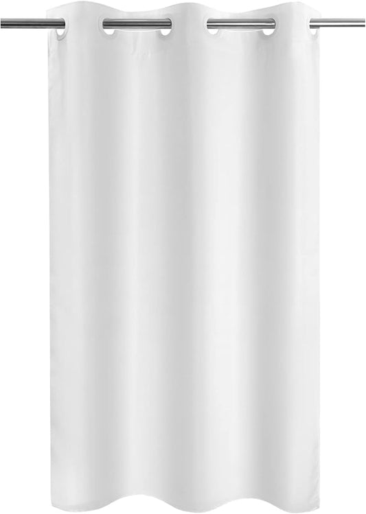 River Dream No Hook Stall Fabric Shower Curtain 48" Wide - Soft Microfiber Shower Stall Curtain Hotel Grade, Waterproof & Machine Washable, White, 48x74 | Waterproof Fabric Shower Curtain Set, Bottom Magnets, Soft & Machine Washable, 48W x 74H